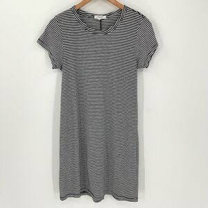 Rag & Bone The Slub Tee Mini Dress Short Sleeve Striped Women Medium Black White